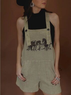 Women’s Tan ‘Fences’ Western Romper Size 2X